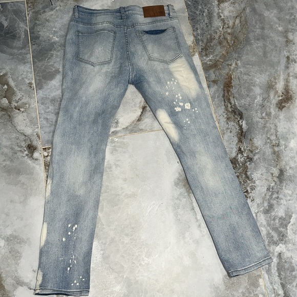 WAIMEA Skinny Fit Painted Seam Wearable Art-to-Wear Emo Grunge Punk Denim Jeans - Picture 7 of 7